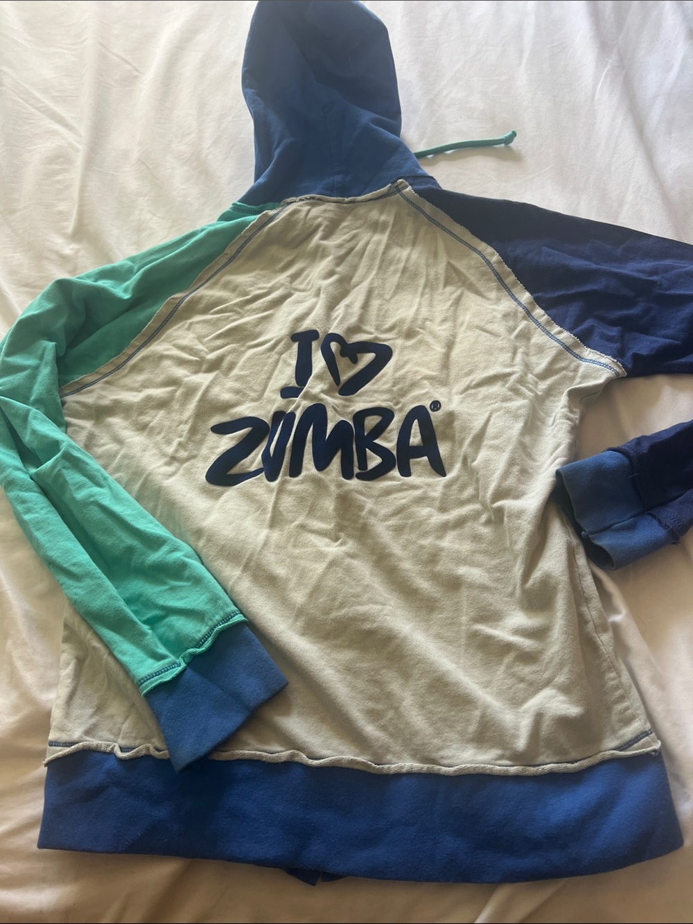 Zumba Fitness Colorblock Hoodie in Teal, Navy & Cream